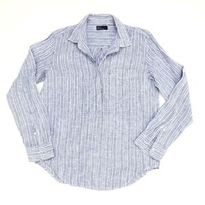 Gap Women Popover Striped Linen Shirt.